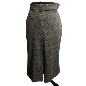 Loft Petites Pants MP Boho Preppy Cropped black Beige Plaid